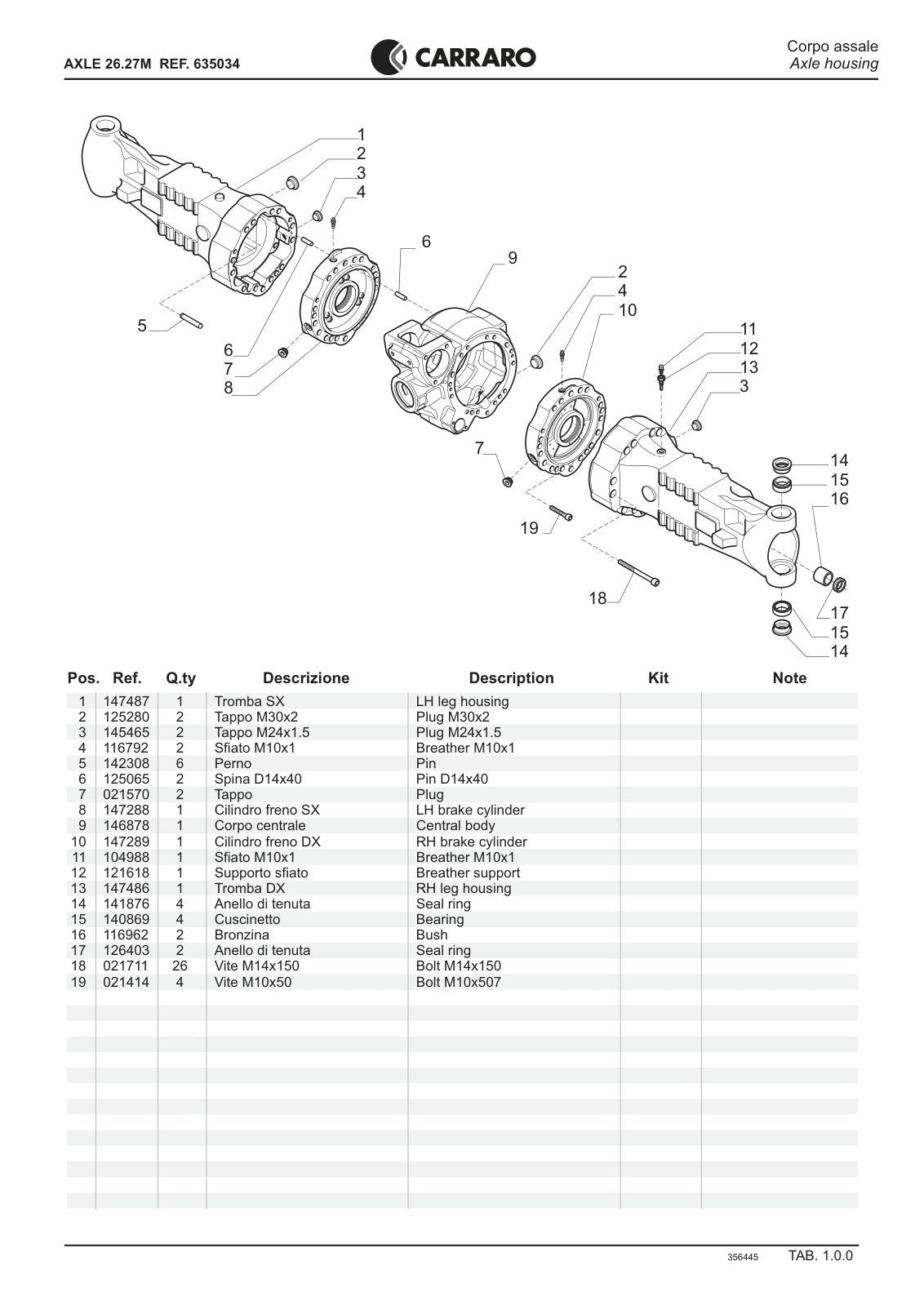Carraro 26.27M Axle Parts Catalog (Ref. 635034) – sample page 1