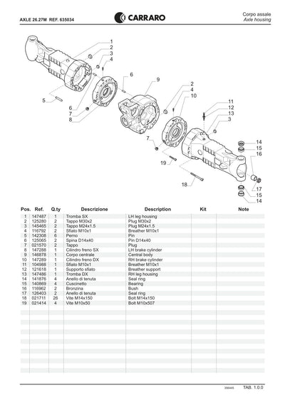 Carraro 26.27M Axle Parts Catalog (Ref. 635034) – sample page 1