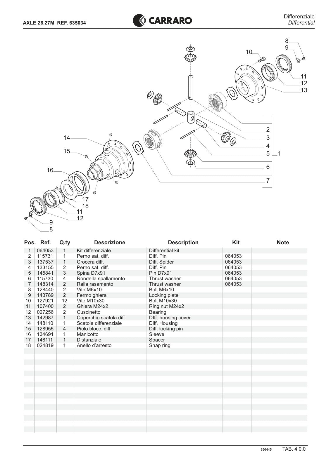 Carraro 26.27M Axle Parts Catalog (Ref. 635034) – sample page 2