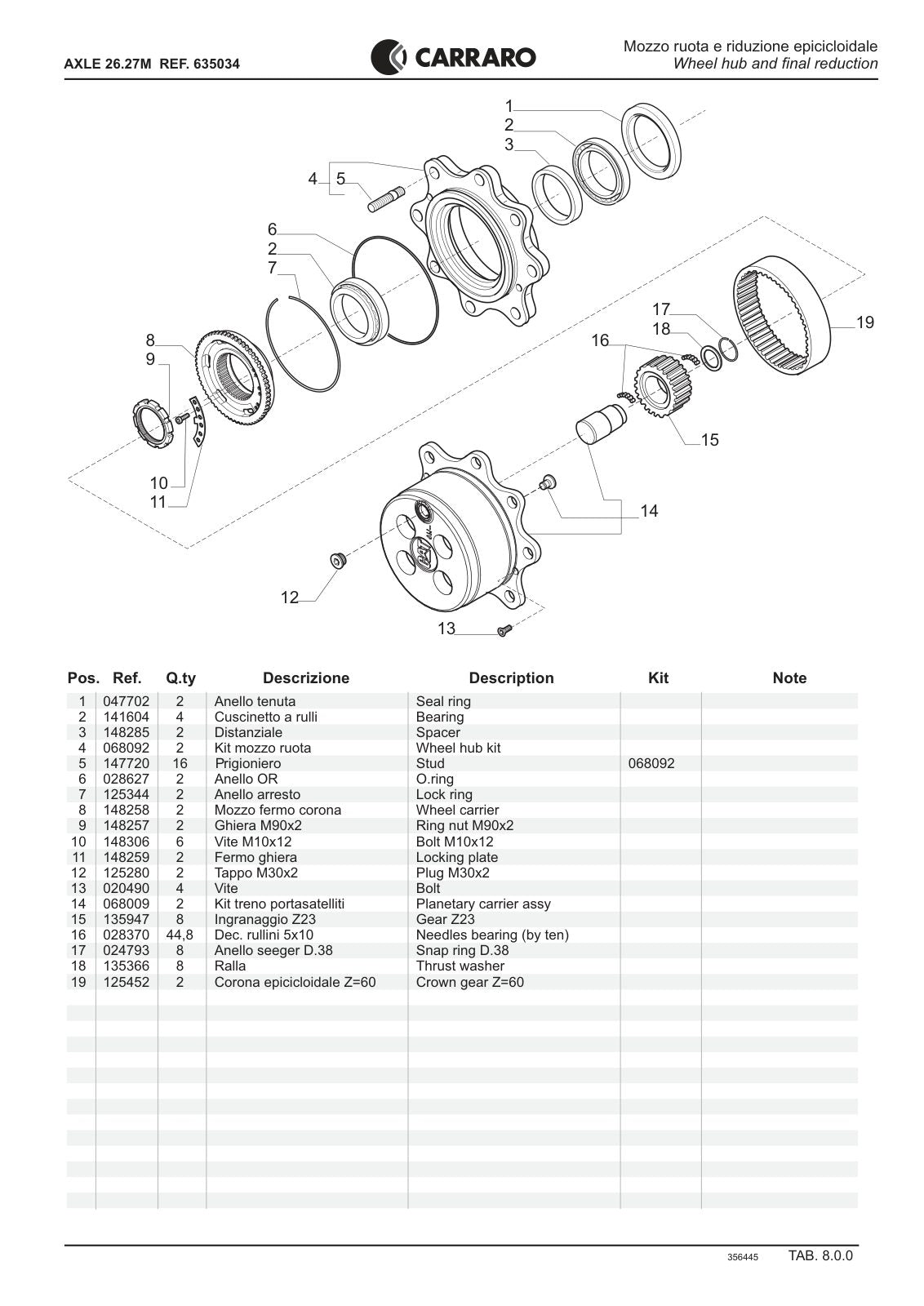 Carraro 26.27M Axle Parts Catalog (Ref. 635034) – sample page 3