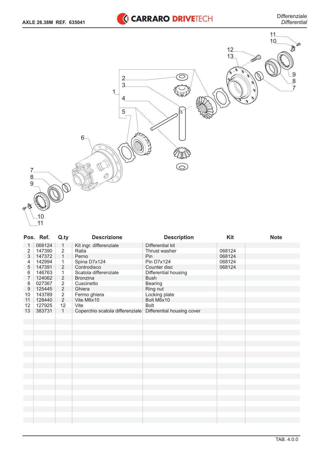 Carraro 26.38M Axle Parts Catalog (Ref. 635041) – sample page 2