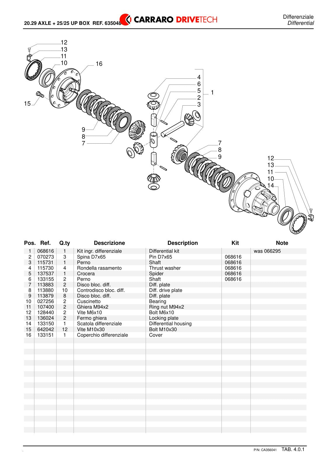 Carraro 20.29 Axle Parts Catalog (Ref. 635048) – sample page 2