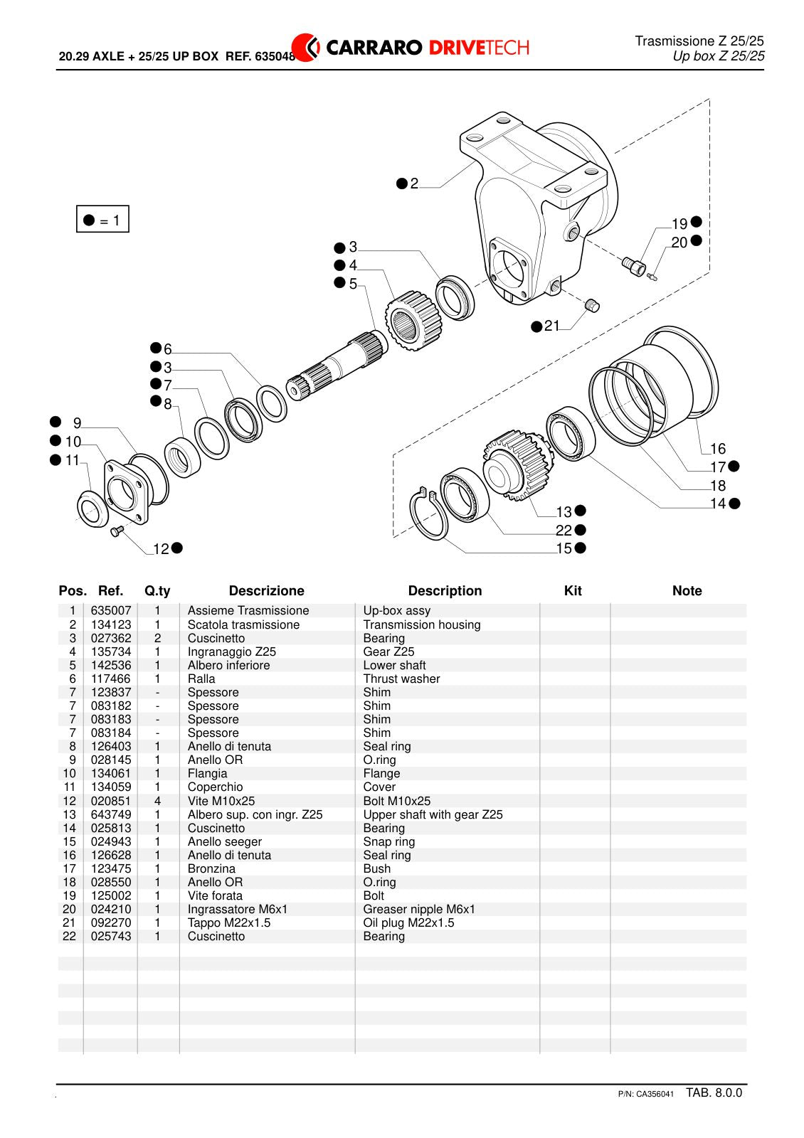 Carraro 20.29 Axle Parts Catalog (Ref. 635048) – sample page 3