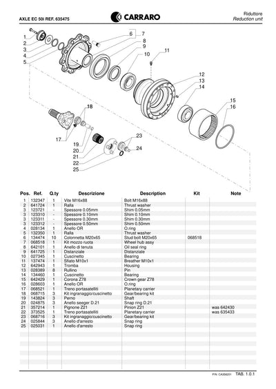 Carraro Axle Parts Catalog (Ref. 635475) – sample page 1