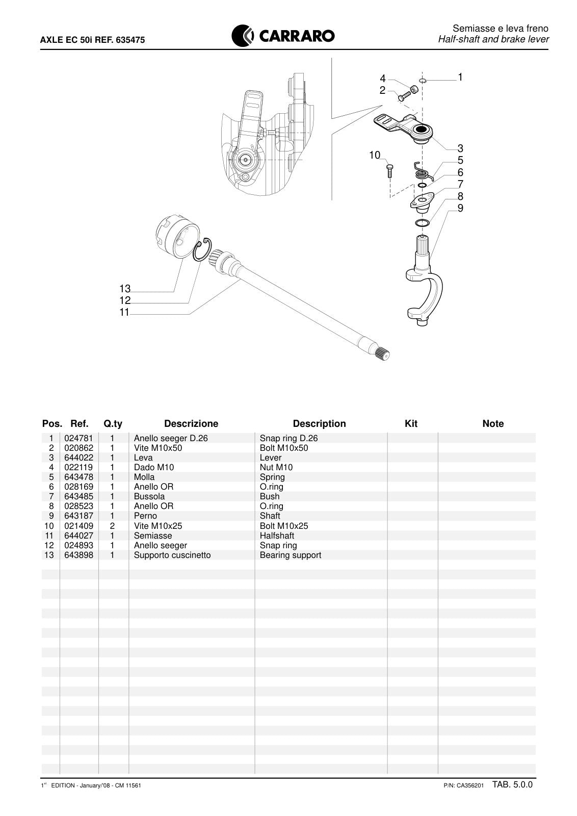 Carraro Axle Parts Catalog (Ref. 635475) – sample page 3