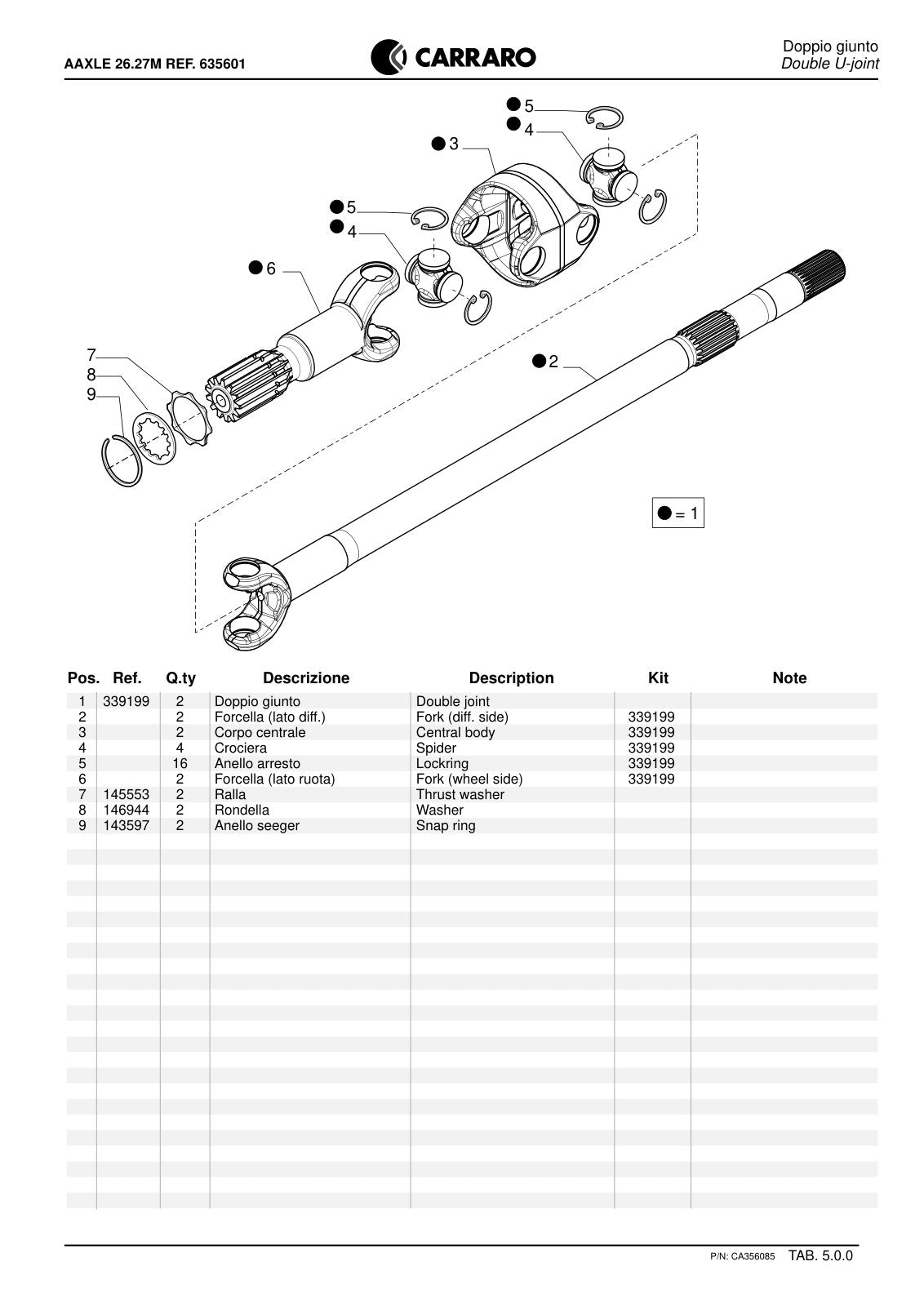 Carraro 26.27M Axle Parts Catalog (Ref. 635601) – sample page 2