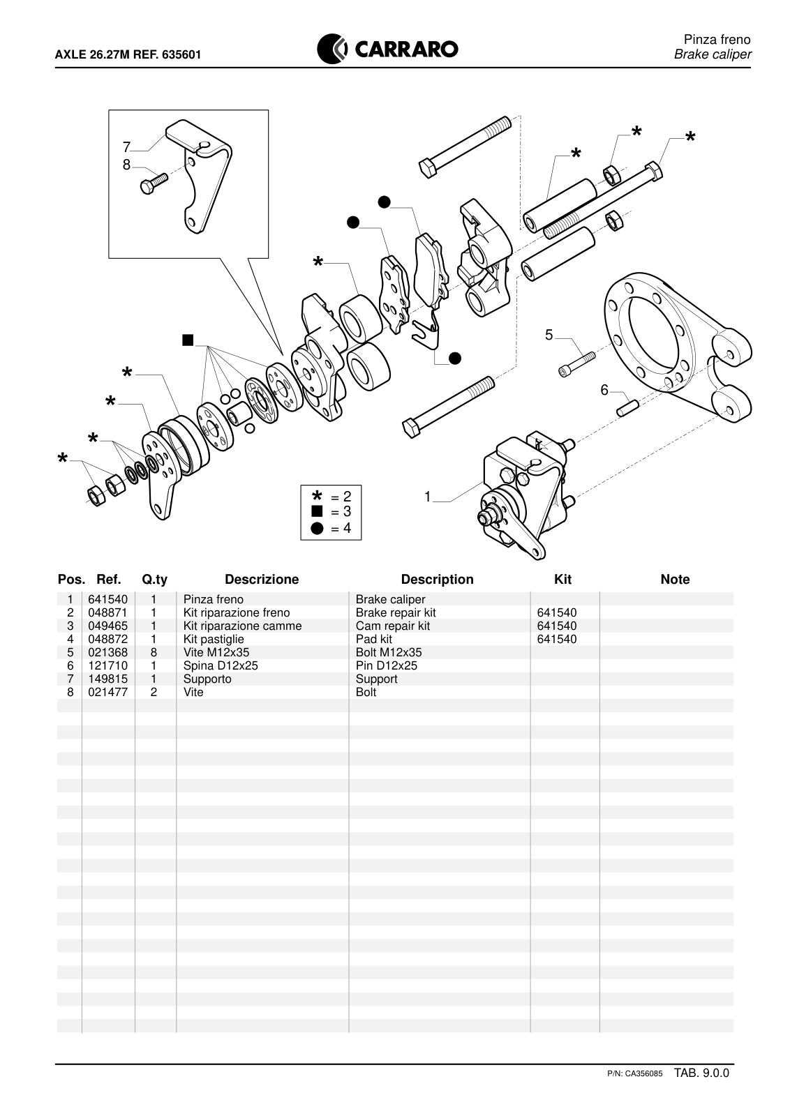 Carraro 26.27M Axle Parts Catalog (Ref. 635601) – sample page 3
