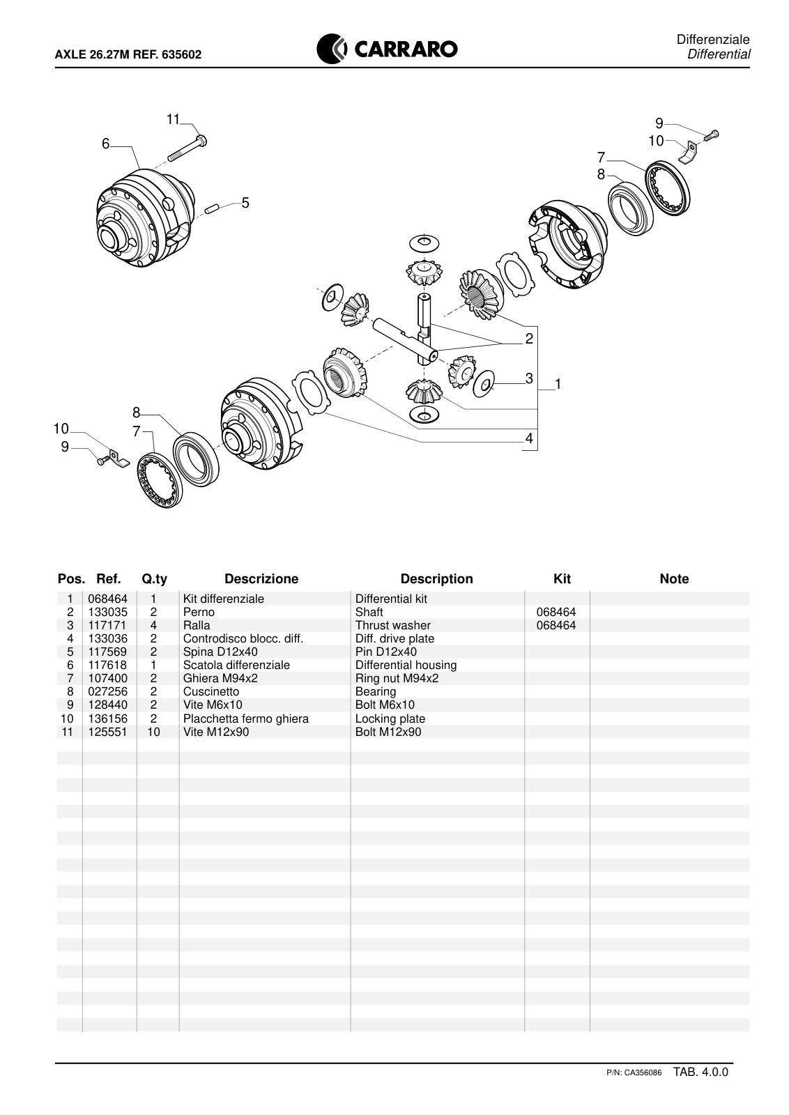 Carraro 26.27M Axle Parts Catalog (Ref. 635602) – sample page 2