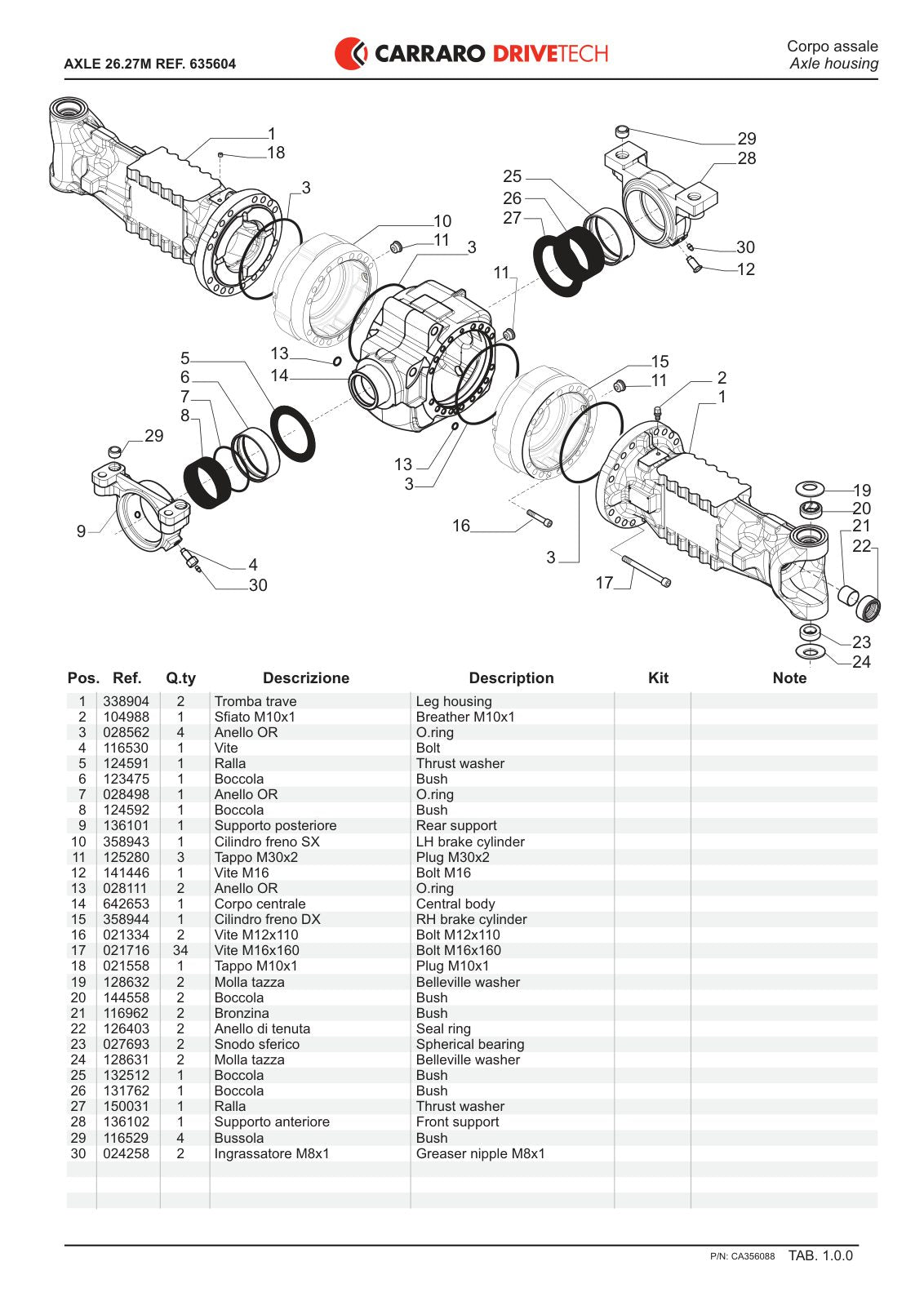 Carraro 26.27M Axle Parts Catalog (Ref. 635604) – sample page 1