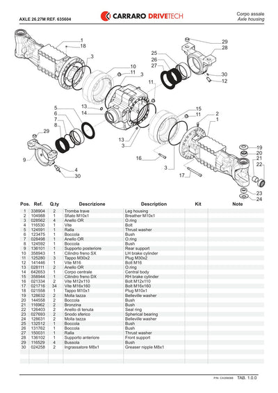 Carraro 26.27M Axle Parts Catalog (Ref. 635604) – sample page 1