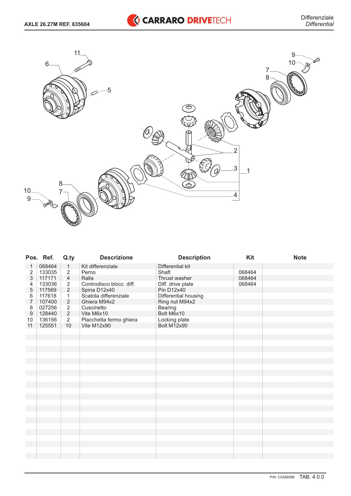 Carraro 26.27M Axle Parts Catalog (Ref. 635604) – sample page 2