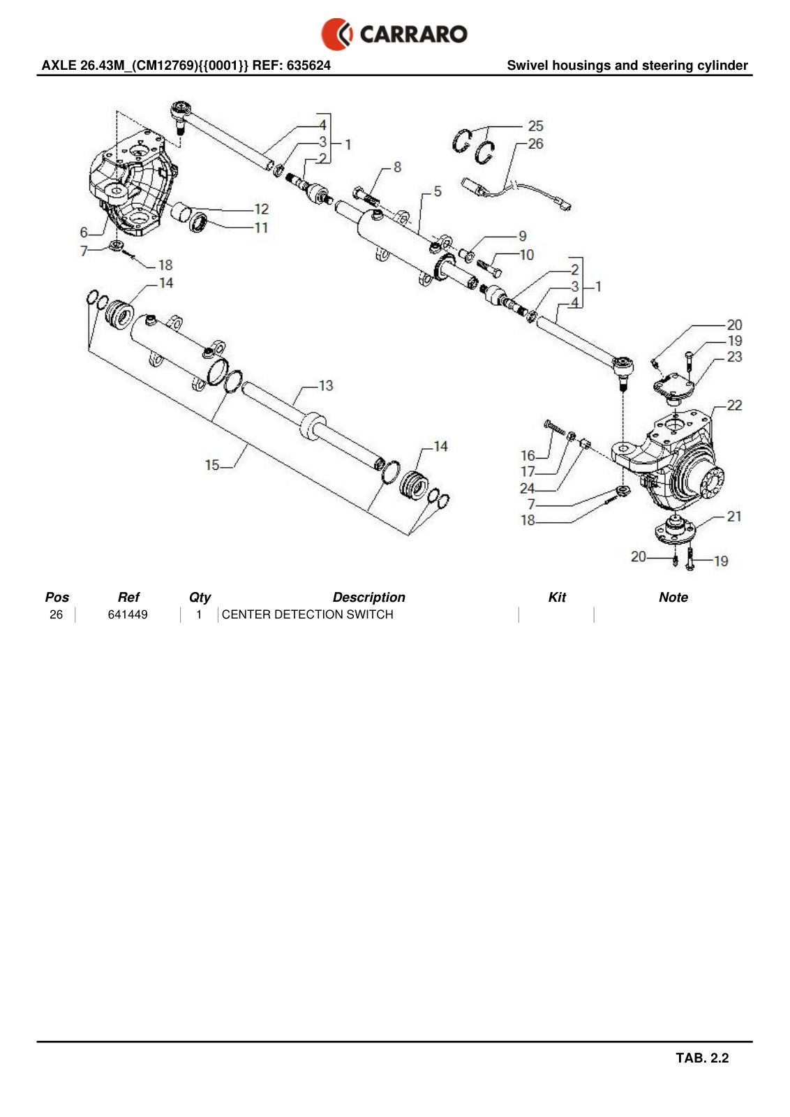 Carraro 26.43M Axle Parts Catalog (Ref. 635624) – sample page 2