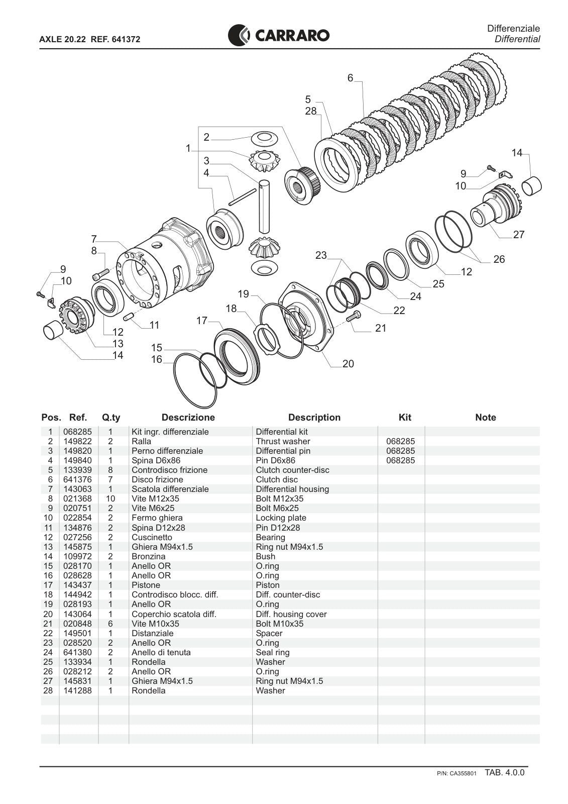 Carraro 20.22 Axle Parts Catalog (Ref. 641372) – sample page 2