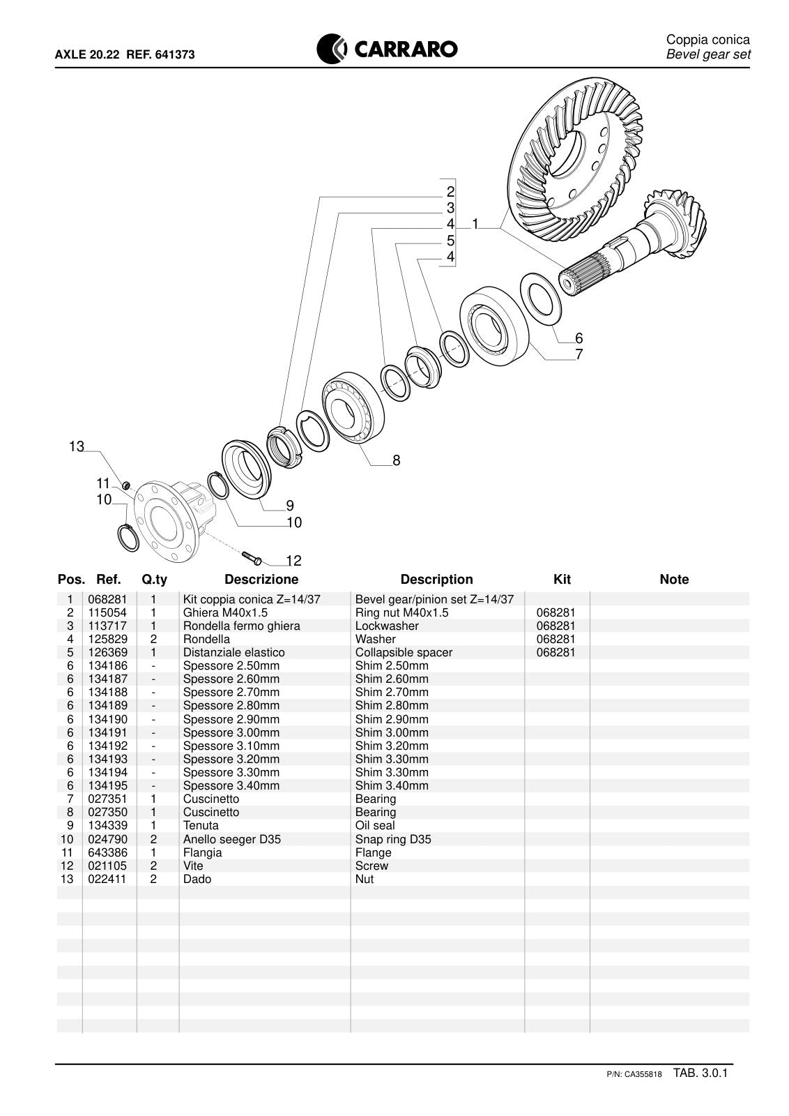 Carraro 20.22 Axle Parts Catalog (Ref. 641373) – sample page 2