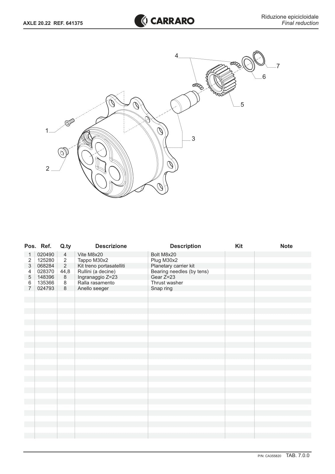 Carraro 20.22 Axle Parts Catalog (Ref. 641375) – sample page 3