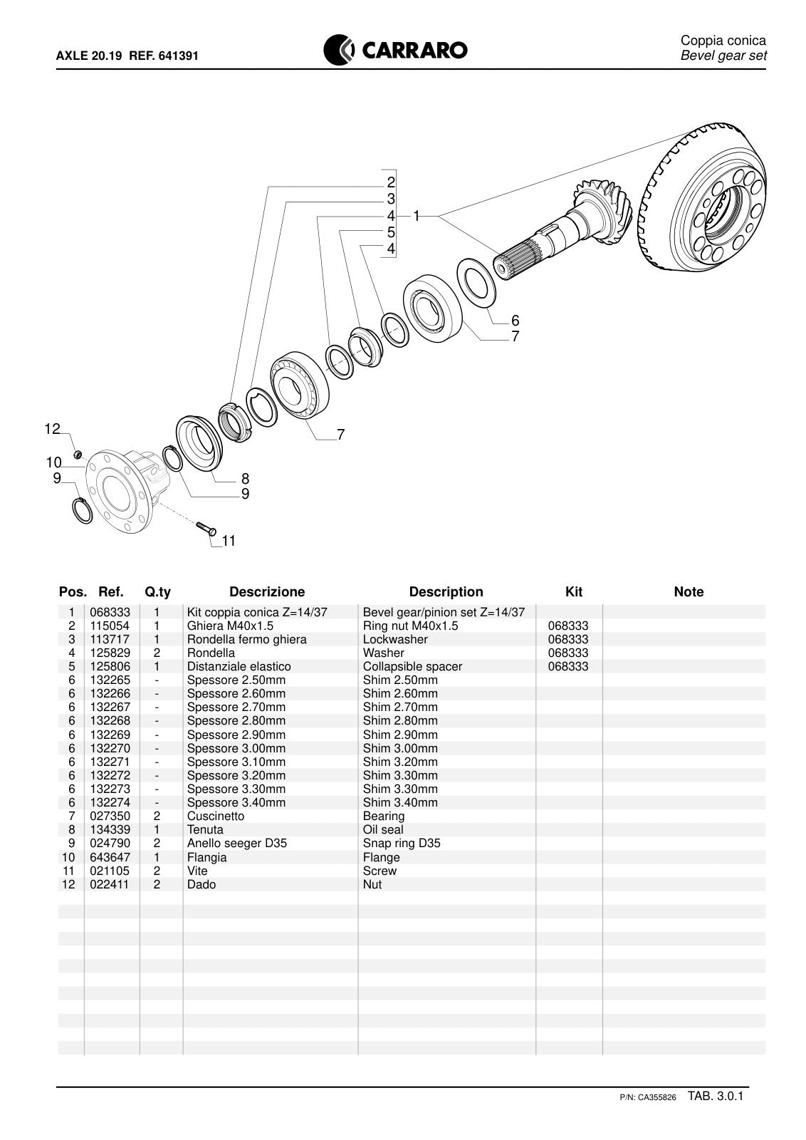 Carraro 20.19 Axle Parts Catalog (Ref. 641391) – sample page 2