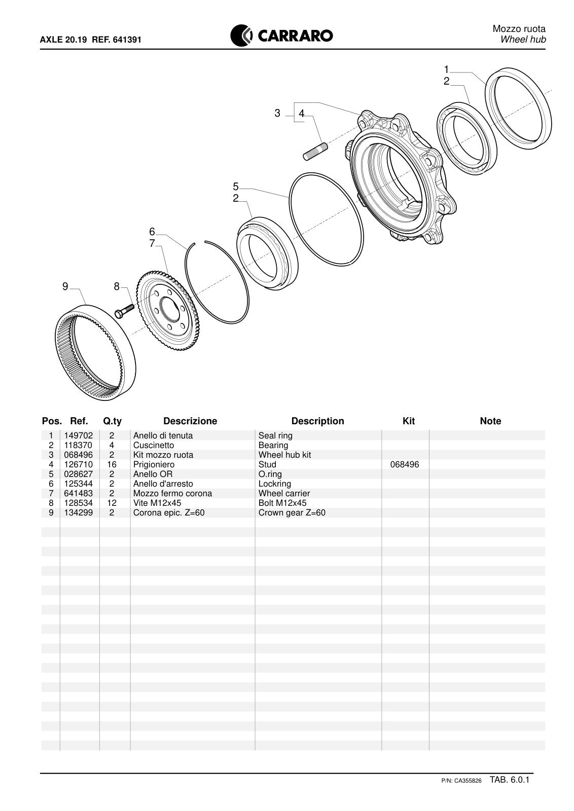 Carraro 20.19 Axle Parts Catalog (Ref. 641391) – sample page 3