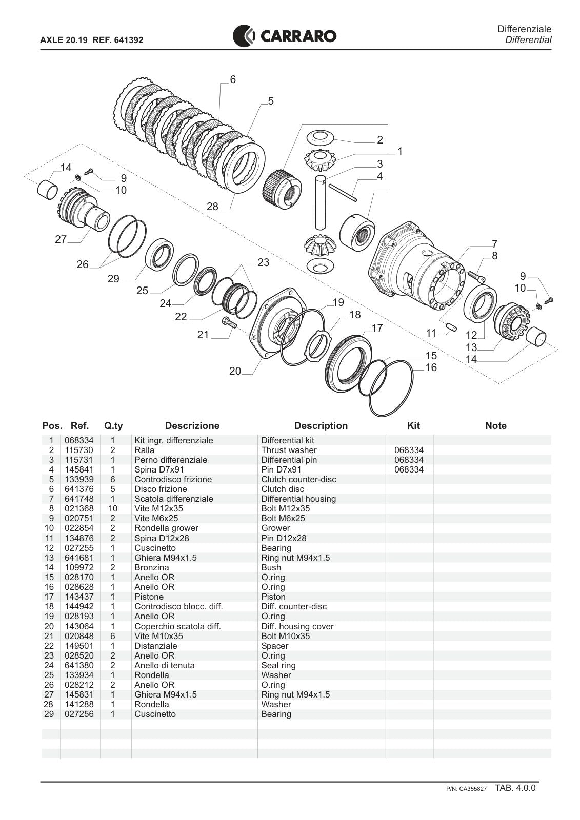 Carraro 20.19 Axle Parts Catalog (Ref. 641392) – sample page 2