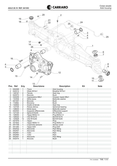 Carraro 20.19 Axle Parts Catalog (Ref. 641393) – sample page 1