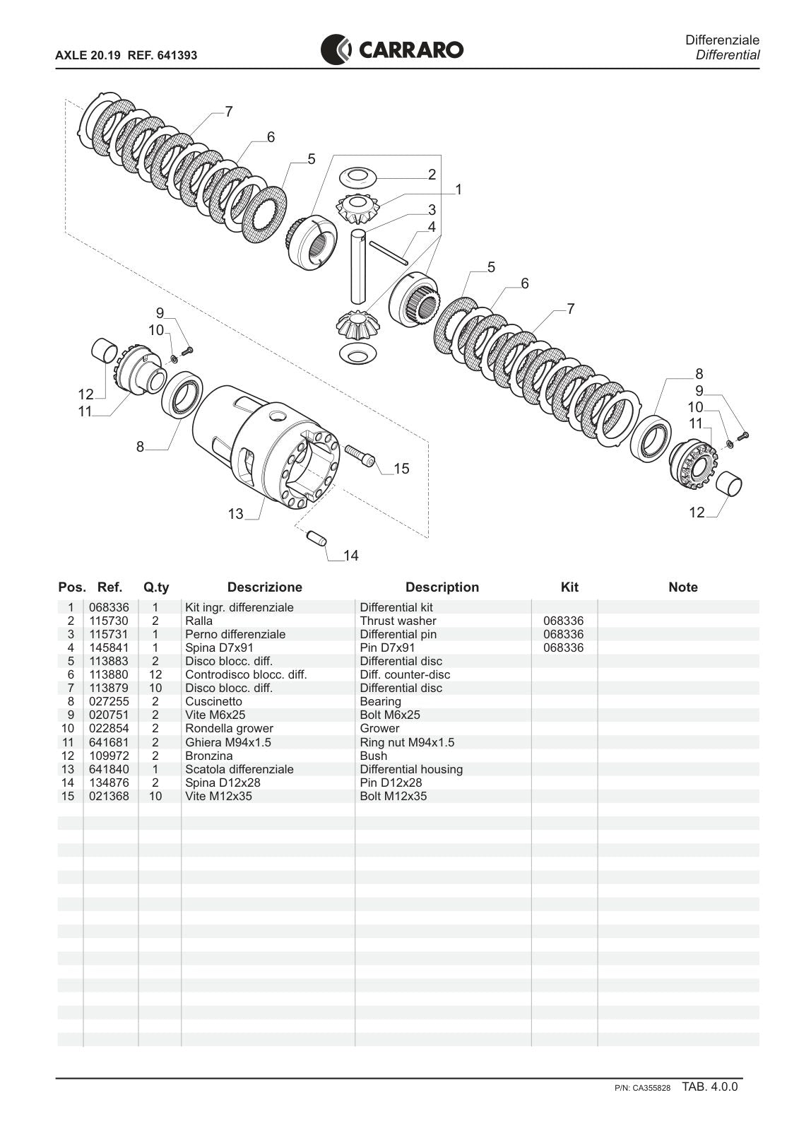 Carraro 20.19 Axle Parts Catalog (Ref. 641393) – sample page 2