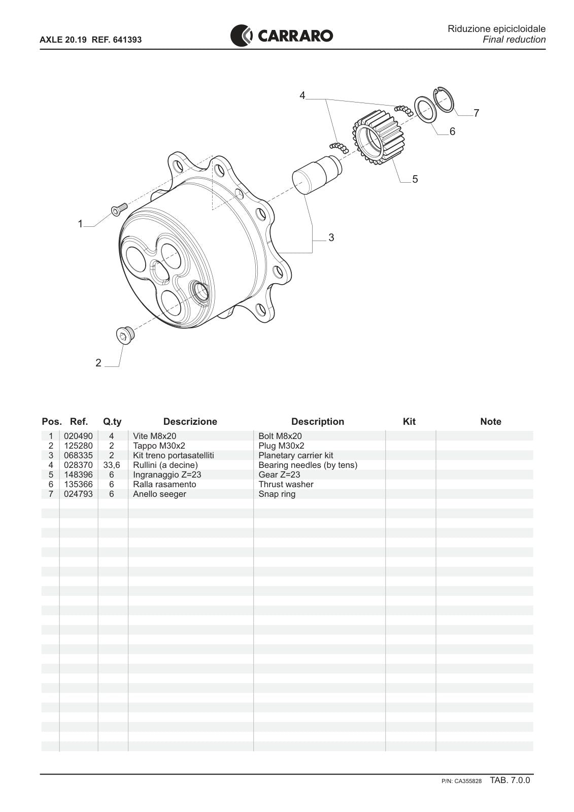 Carraro 20.19 Axle Parts Catalog (Ref. 641393) – sample page 3