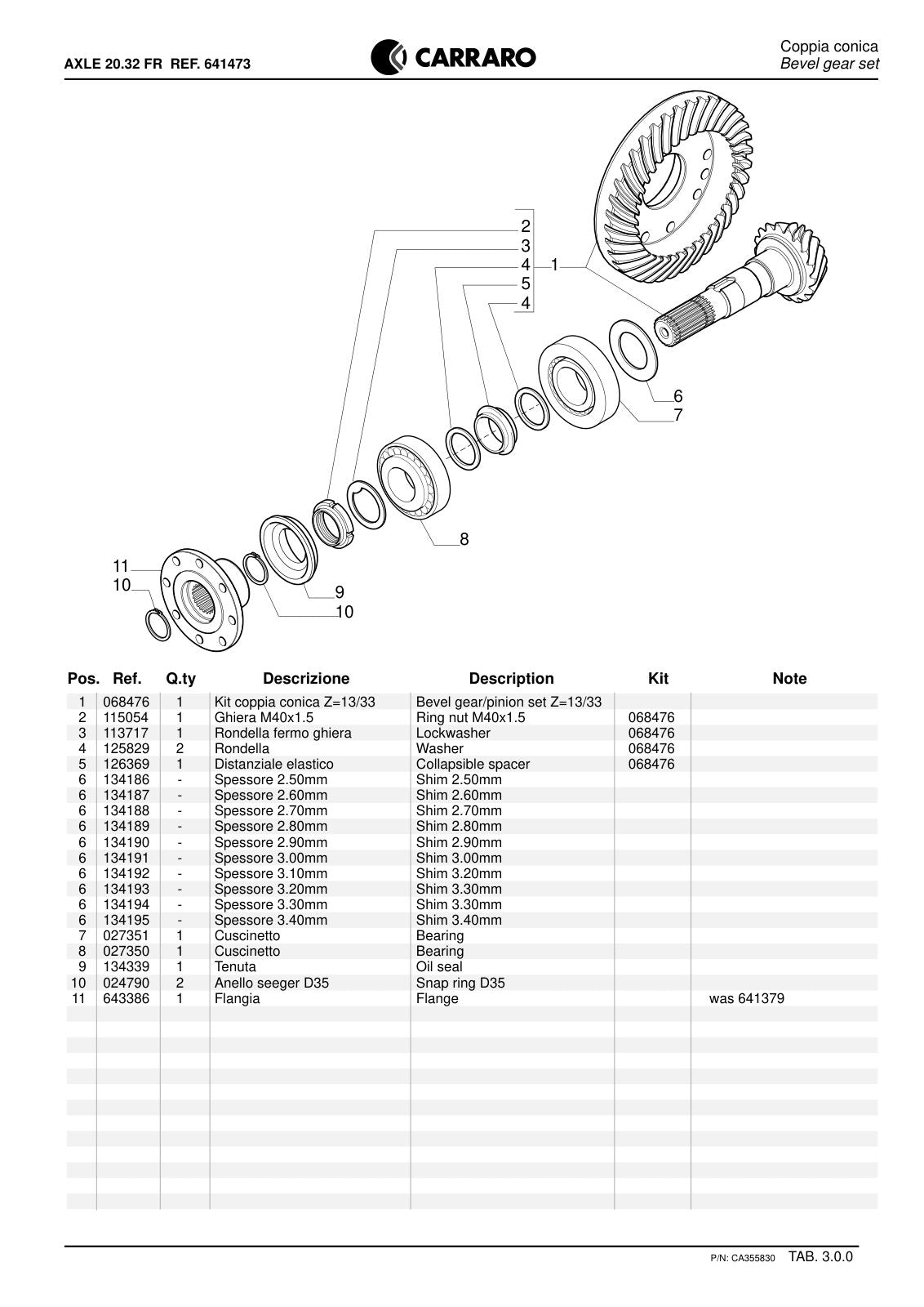 Carraro 20.32 FR Axle Parts Catalog (Ref. 641473) – sample page 2