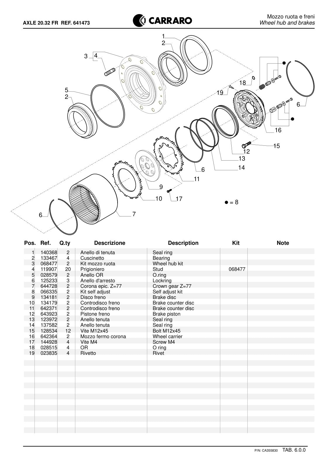 Carraro 20.32 FR Axle Parts Catalog (Ref. 641473) – sample page 3