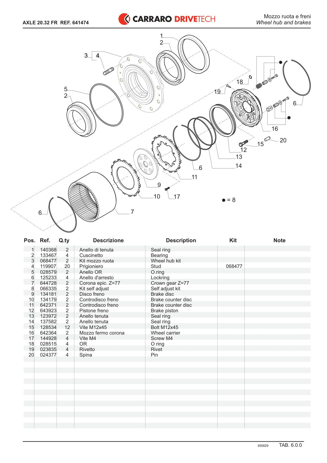 Carraro 20.32 FR Axle Parts Catalog (Ref. 641474) – sample page 3