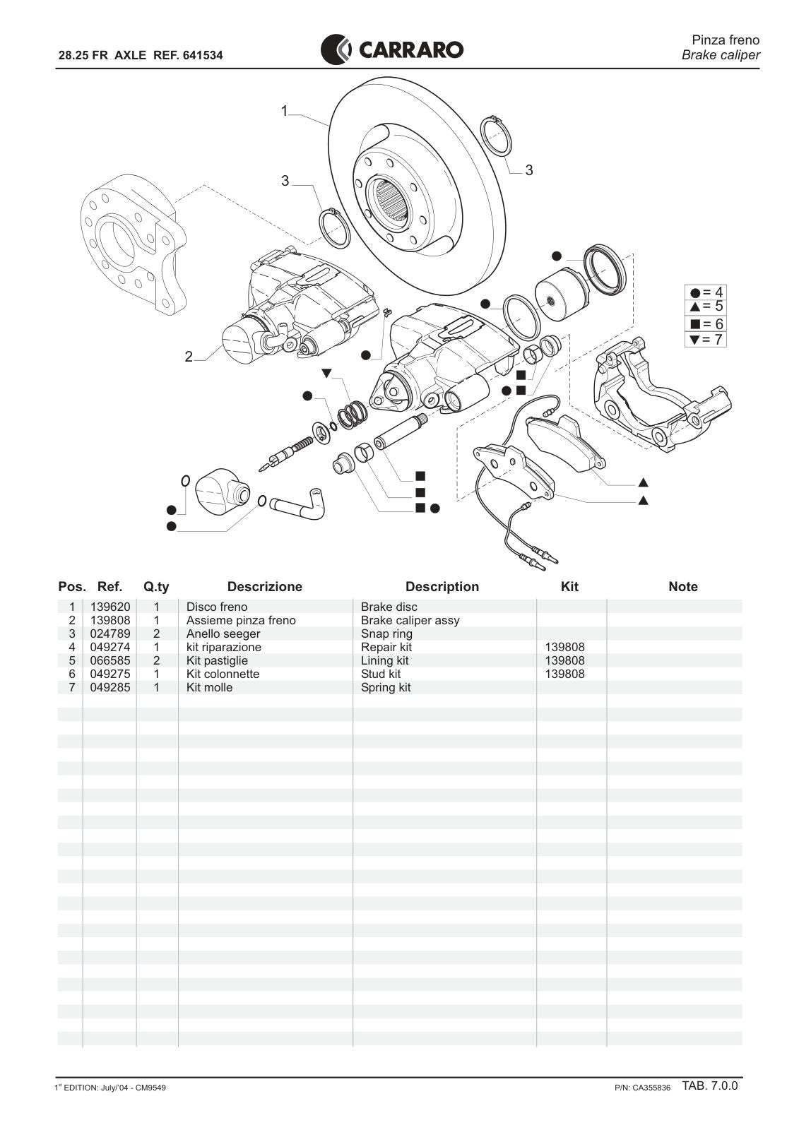 Carraro 28.25 FR Axle Parts Catalog (Ref. 641534) – sample page 3