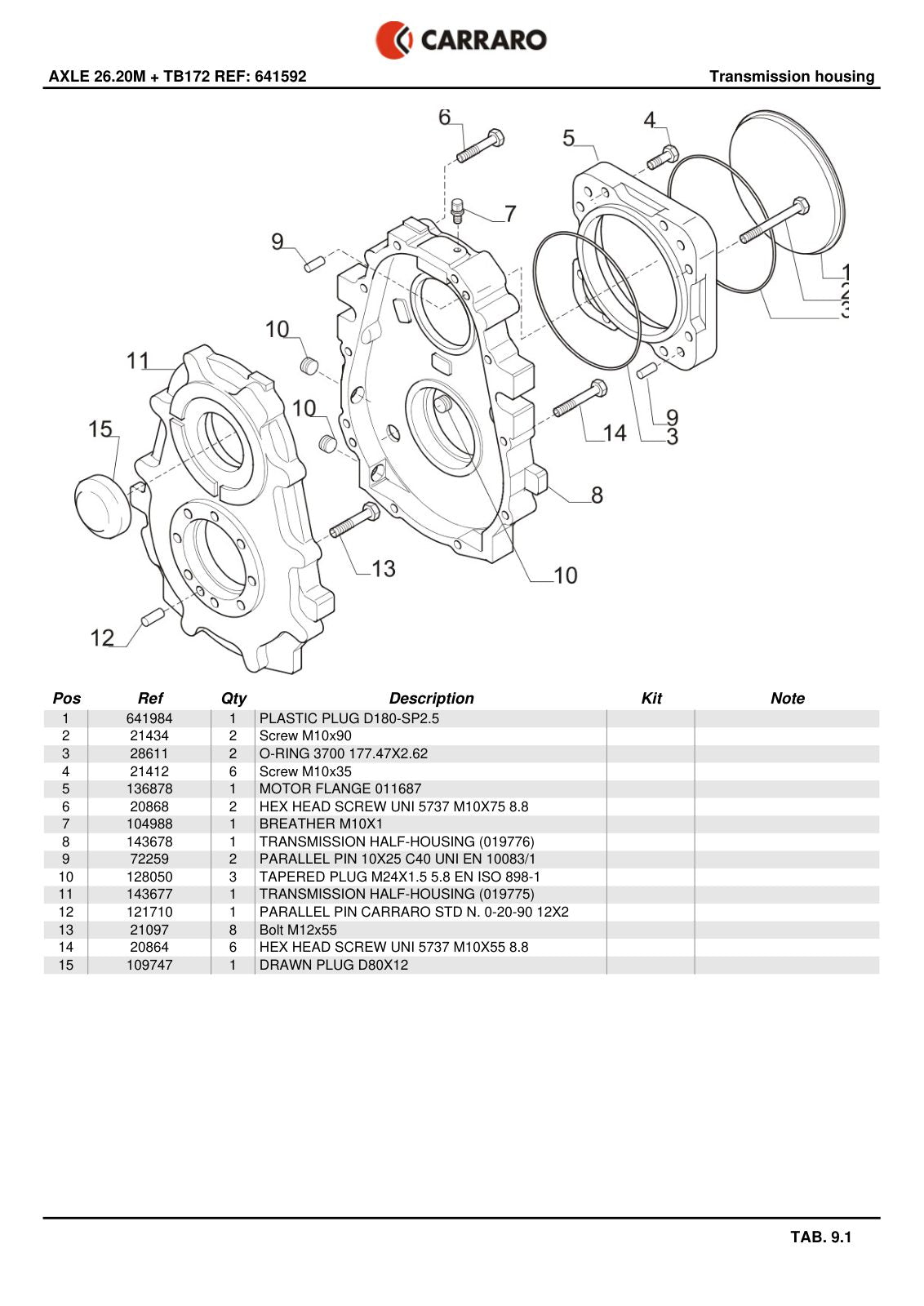 Carraro 26.20M + TB172 Axle with Transfer Box Parts Catalog (Ref. 641592) – sample page 3