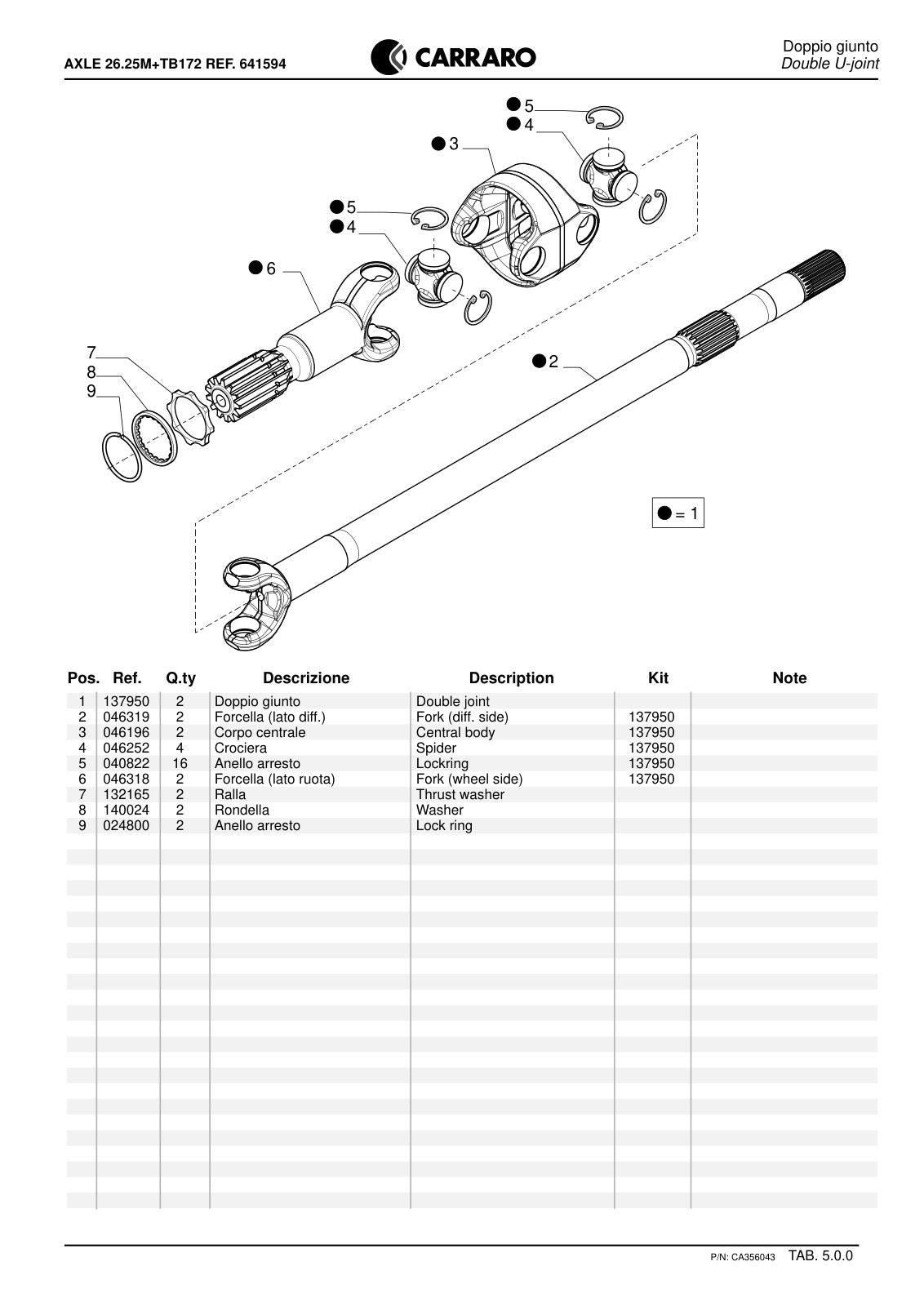 Carraro 26.25M + TB172 Axle with Transfer Box Parts Catalog (Ref. 641594) – sample page 2