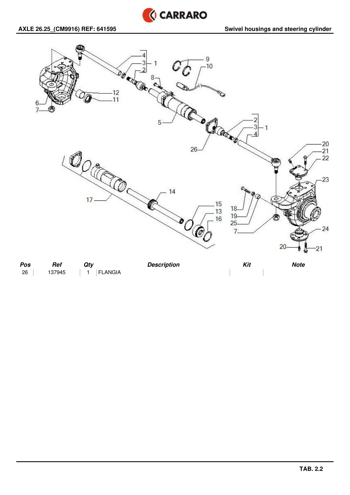 Carraro 26.25 Axle Parts Catalog (Ref. 641595) – sample page 2