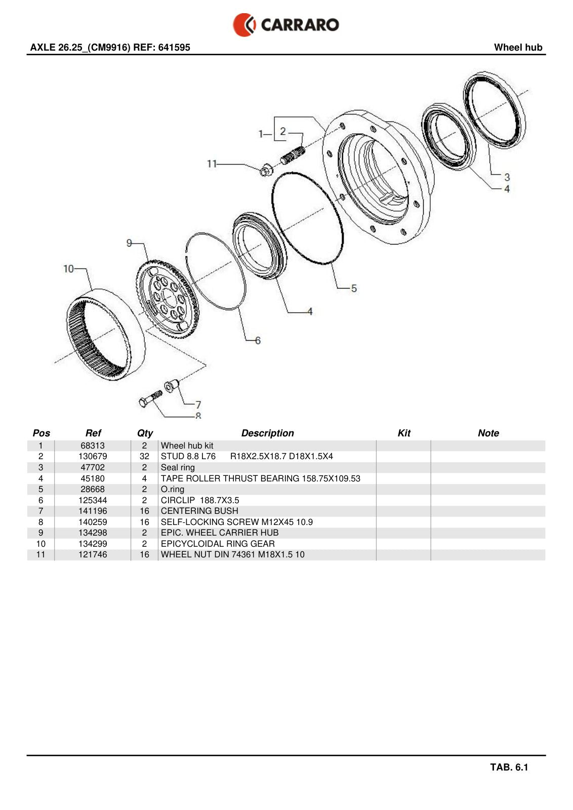 Carraro 26.25 Axle Parts Catalog (Ref. 641595) – sample page 3