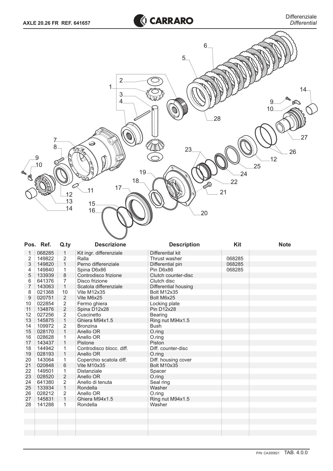 Carraro 20.26 FR Axle Parts Catalog (Ref. 641657) – sample page 2