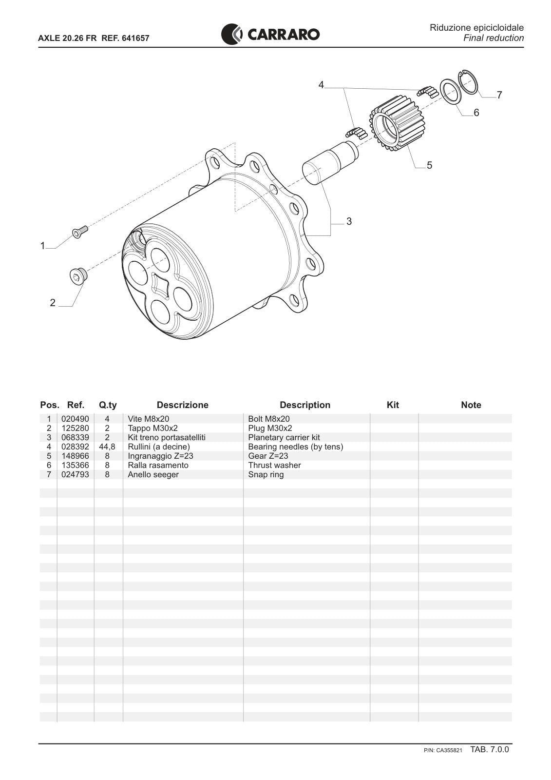 Carraro 20.26 FR Axle Parts Catalog (Ref. 641657) – sample page 3