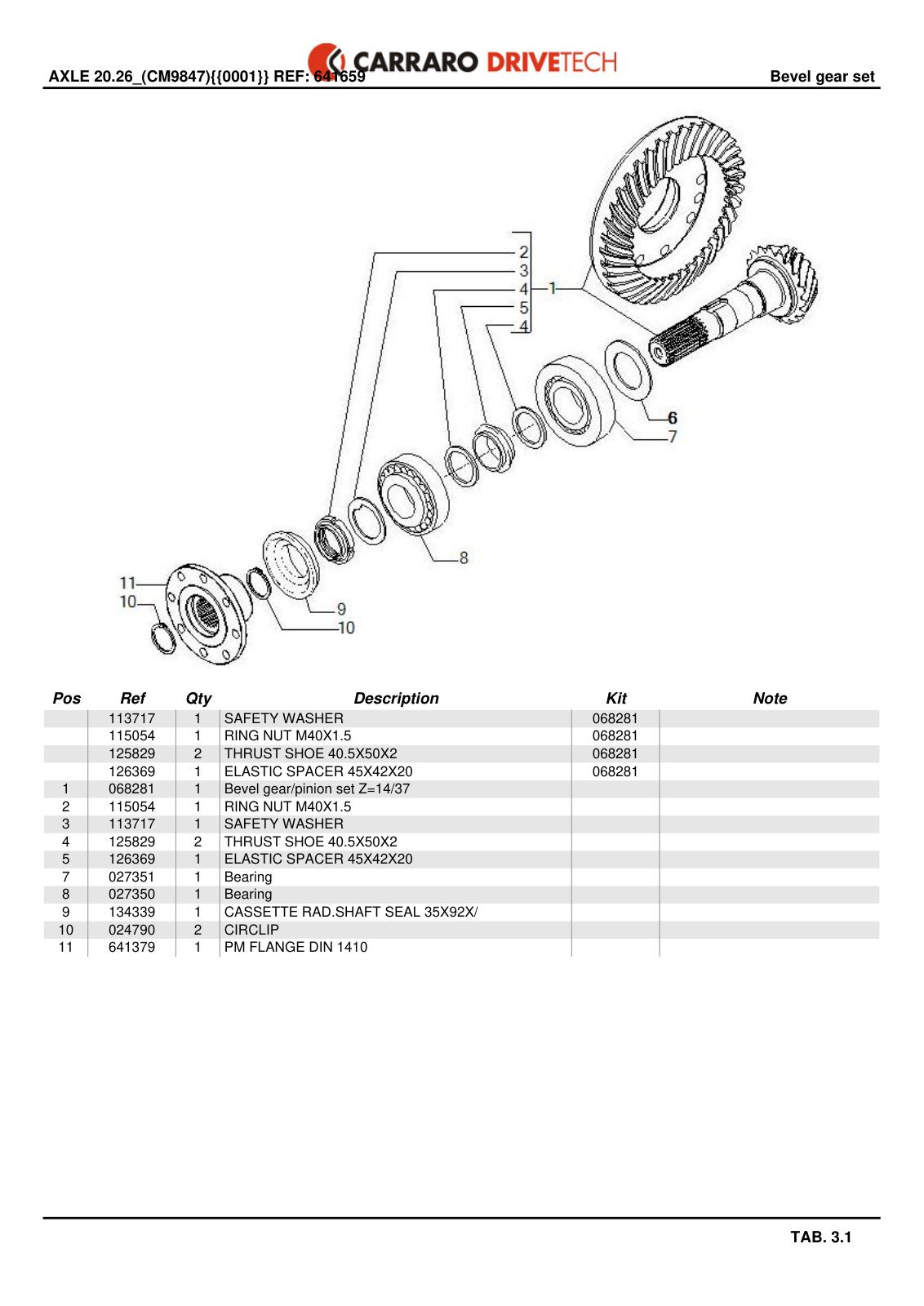 Carraro 20.26 Axle Parts Catalog (Ref. 641659) – sample page 2