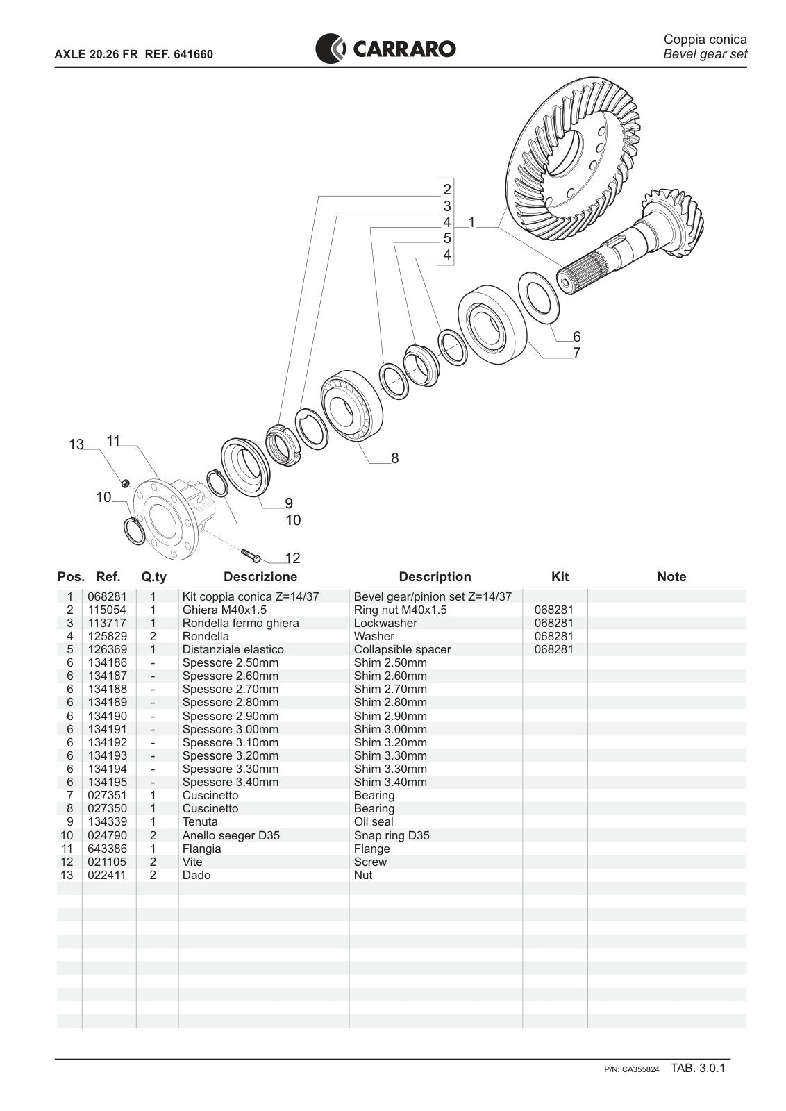 Carraro 20.26 FR Axle Parts Catalog (Ref. 641660) – sample page 2