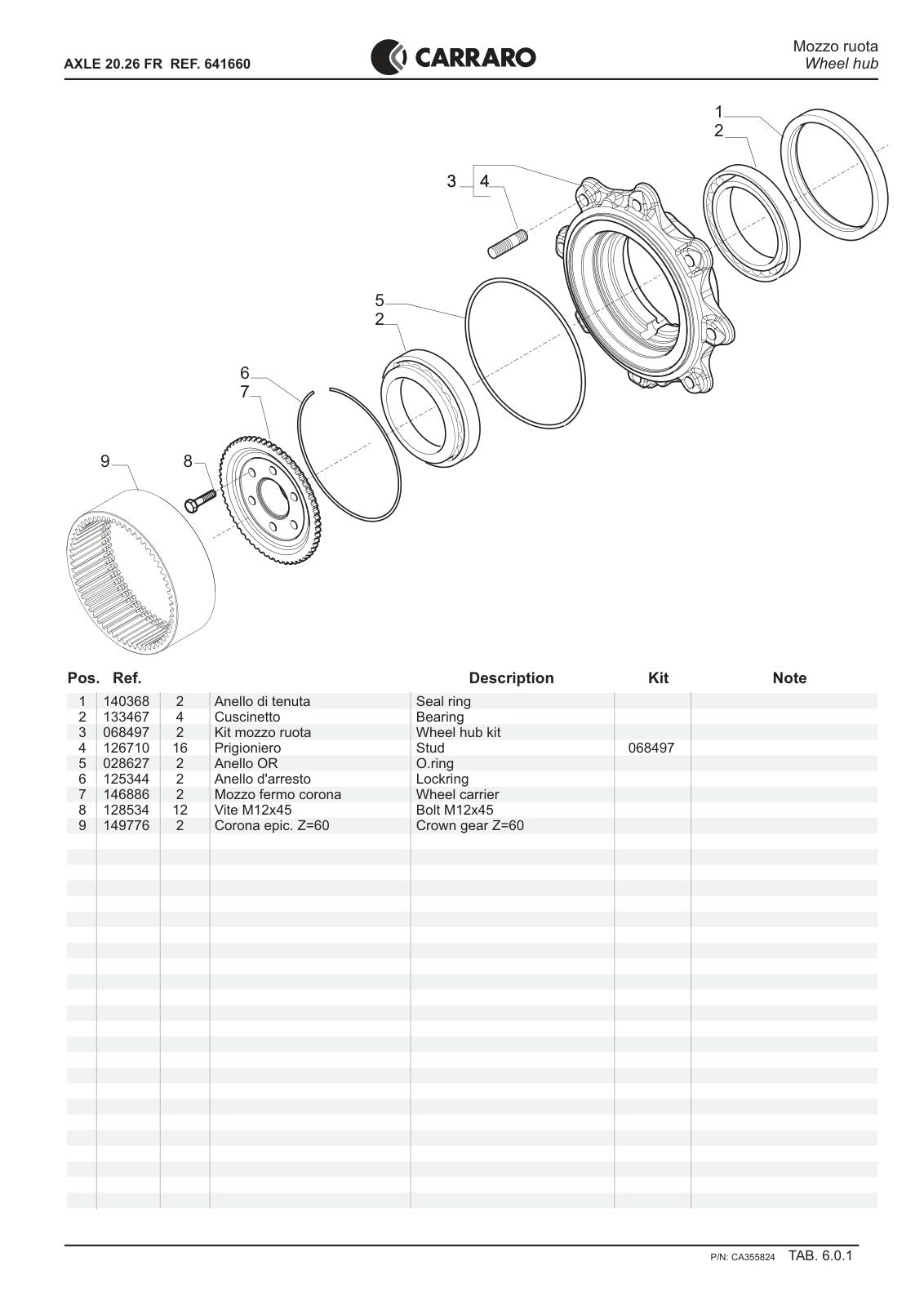 Carraro 20.26 FR Axle Parts Catalog (Ref. 641660) – sample page 3