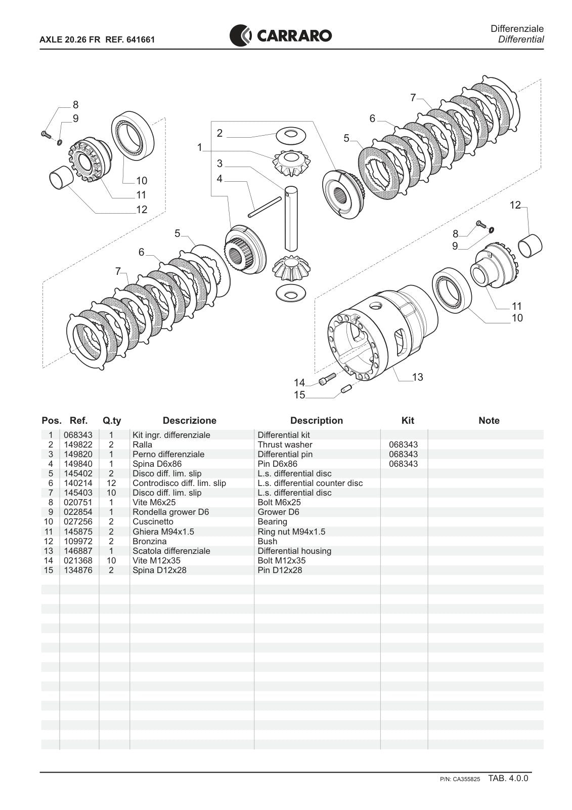 Carraro 20.26 FR Axle Parts Catalog (Ref. 641661) – sample page 2