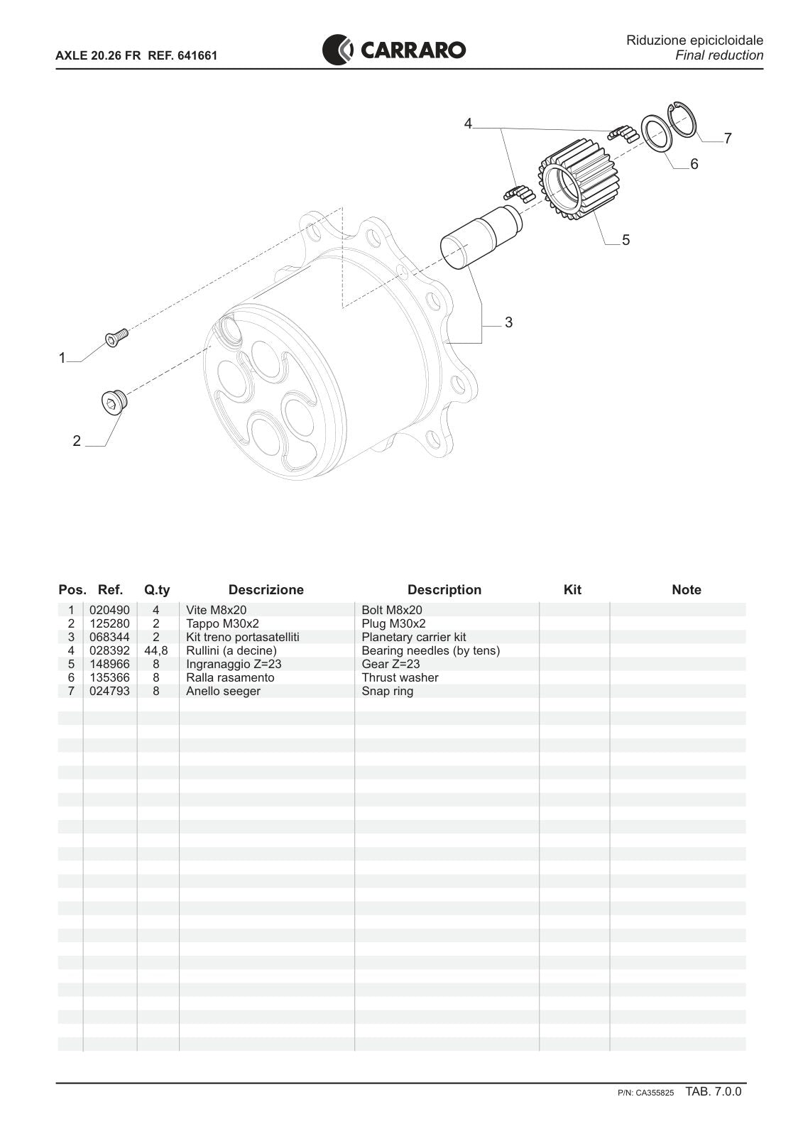 Carraro 20.26 FR Axle Parts Catalog (Ref. 641661) – sample page 3