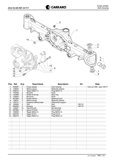 Carraro 20.48S Axle Parts Catalog (Ref. 641717) – sample page 1