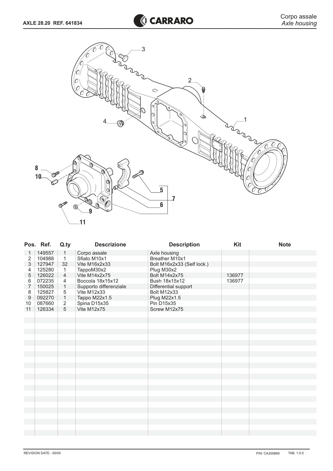 Carraro 28.20 Axle Parts Catalog (Ref. 641834) – sample page 1