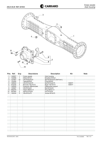 Carraro 28.20 Axle Parts Catalog (Ref. 641834) – sample page 1