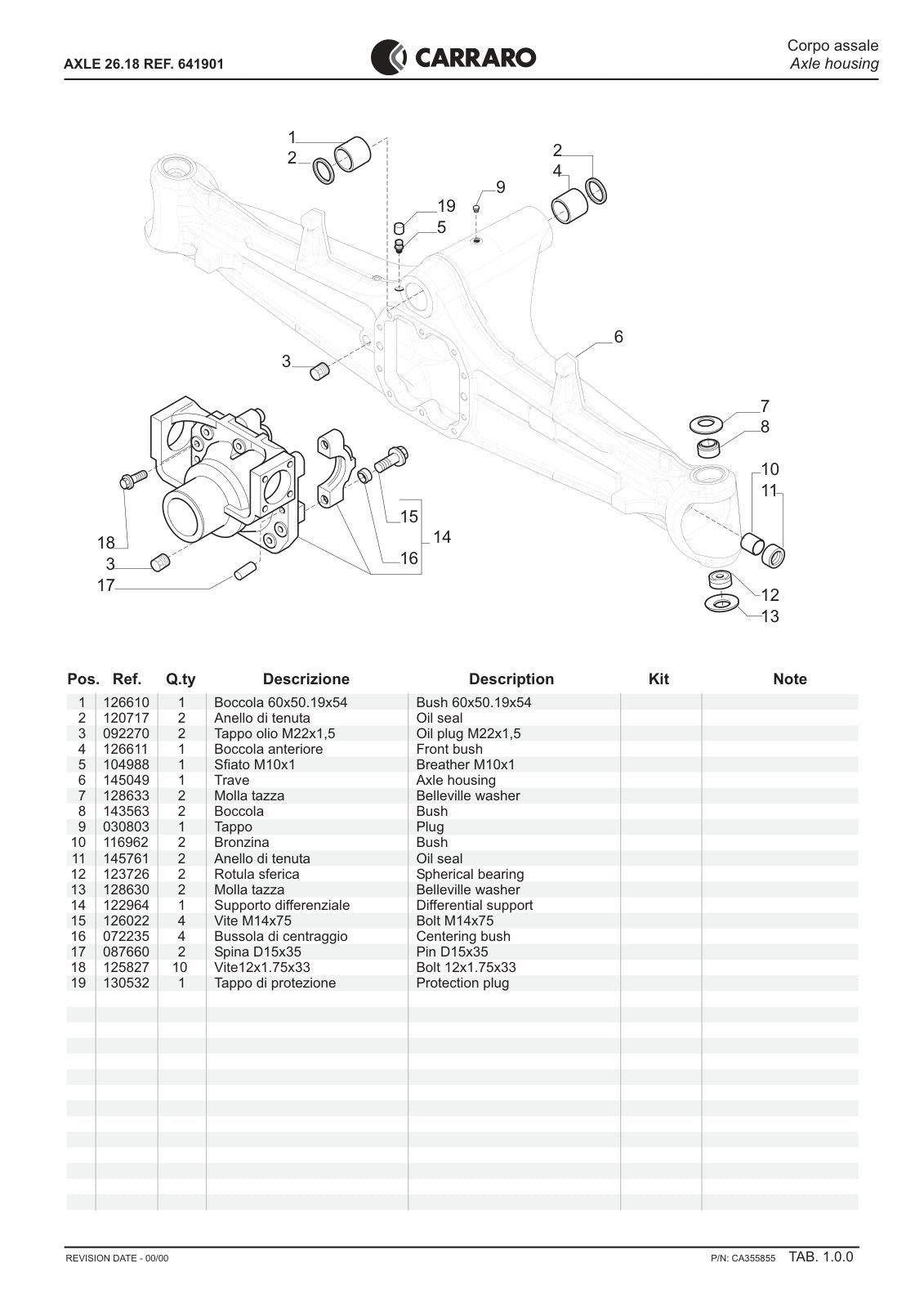 Carraro 26.18 Axle Parts Catalog (Ref. 641901) – sample page 1