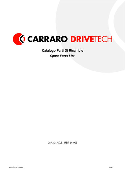 Carraro 28.43M Axle Parts Catalog (Ref. 641903, 355857) – cover