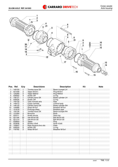 Carraro 28.43M Axle Parts Catalog (Ref. 641903, 355857) – sample page 1