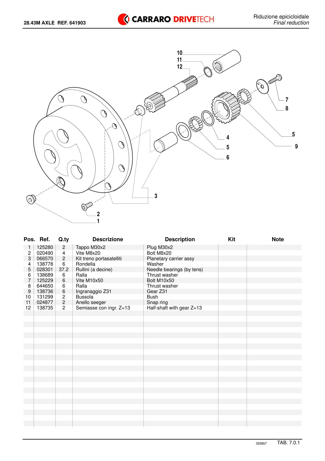 Carraro 28.43M Axle Parts Catalog (Ref. 641903, 355857) – sample page 3