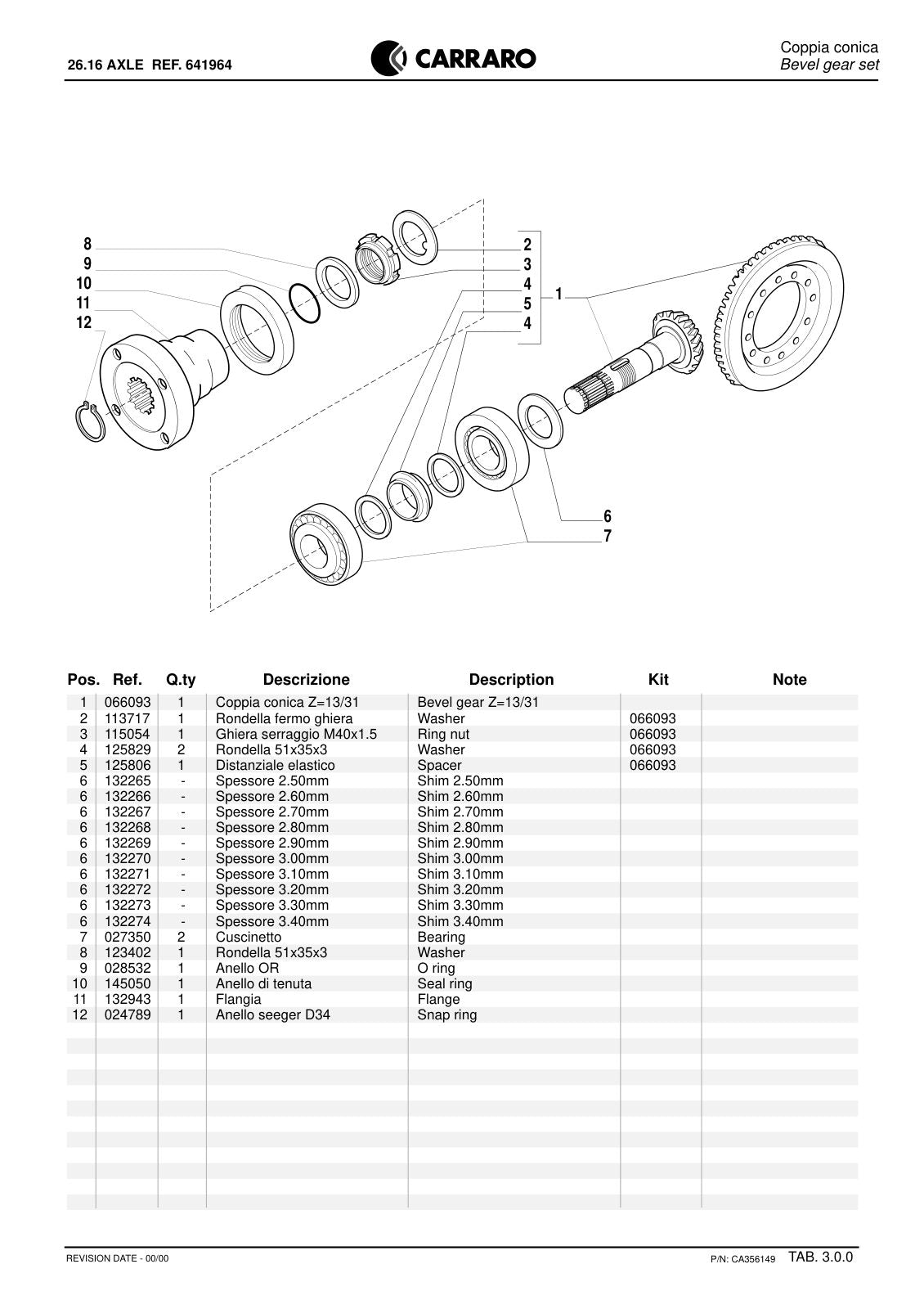 Carraro 26.16 Axle Parts Catalog (Ref. 641964) – sample page 2