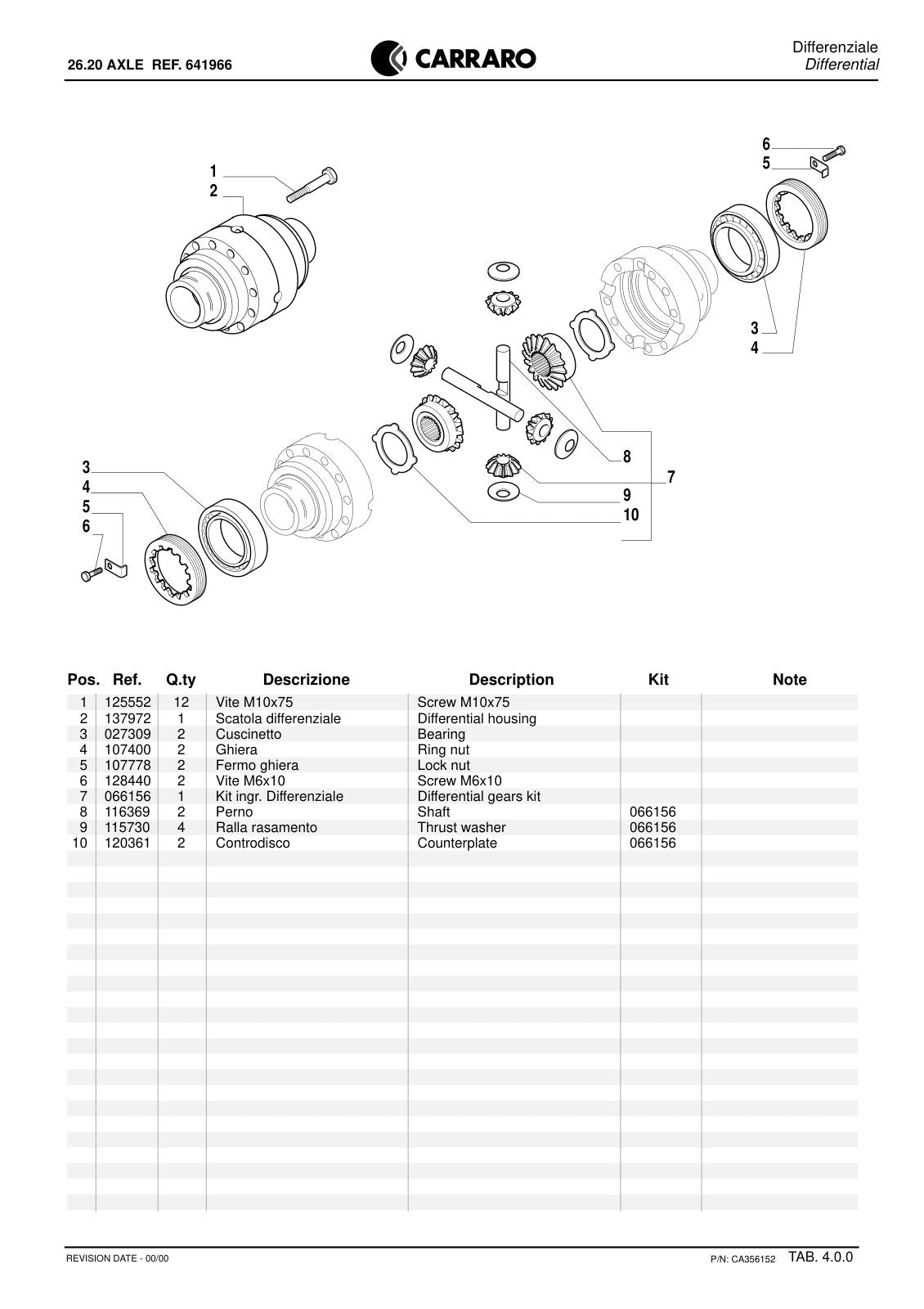 Carraro 26.20 Axle Parts Catalog (Ref. 641966) – sample page 2