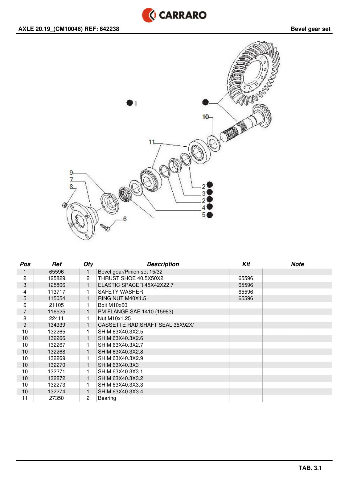 Carraro 20.19 Axle Parts Catalog (Ref. 642238) – sample page 2